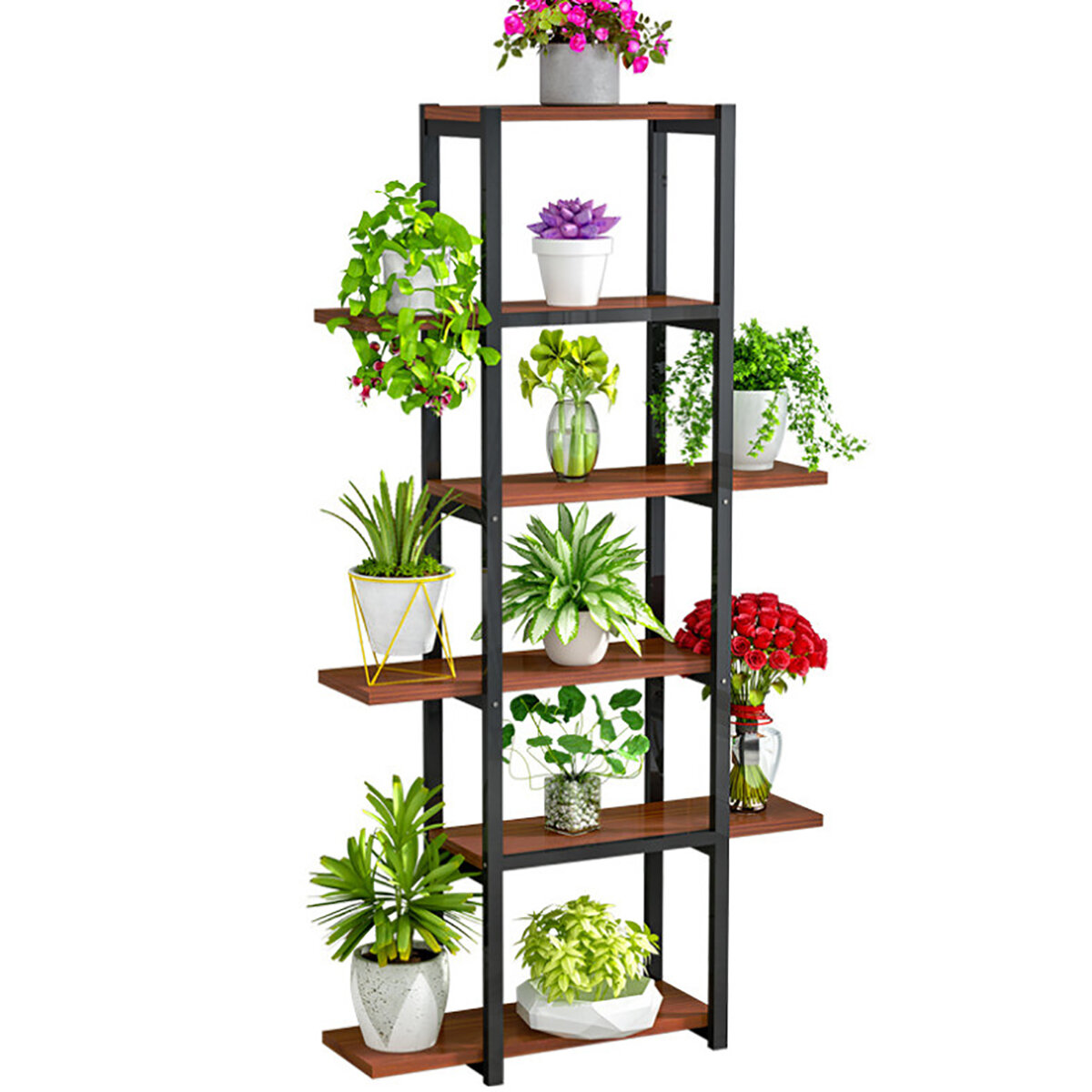 

6 Layers Home Storage Rack Shelf Display Rack Plant Holder Flower Pot Rack Bookstand Indoor Outdoor for Bedroom Living R