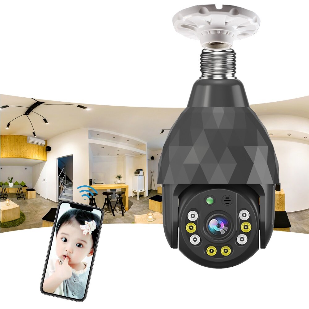 Guudgo HD 1080P WIFI IP E27 Camera Surveillance 8 LED Diamond Bulb Ball Camera Smart Dual lightNight