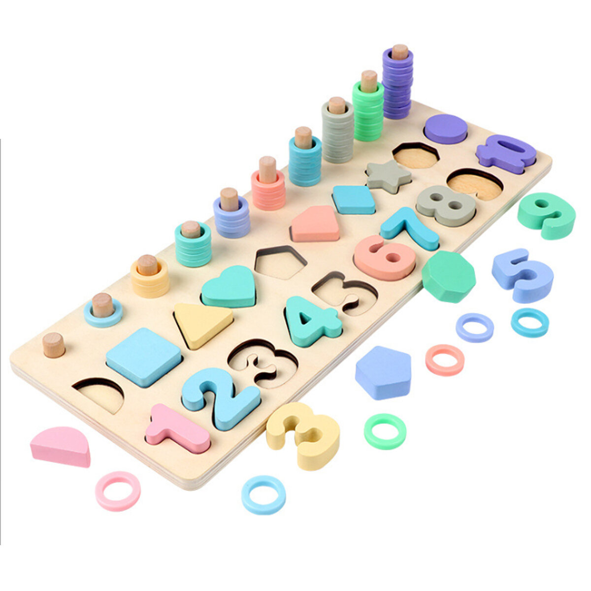 Wooden Magnetic Match Fishing Board Puzzle Toy Set Count Number Matching Digital Shape Early Educati