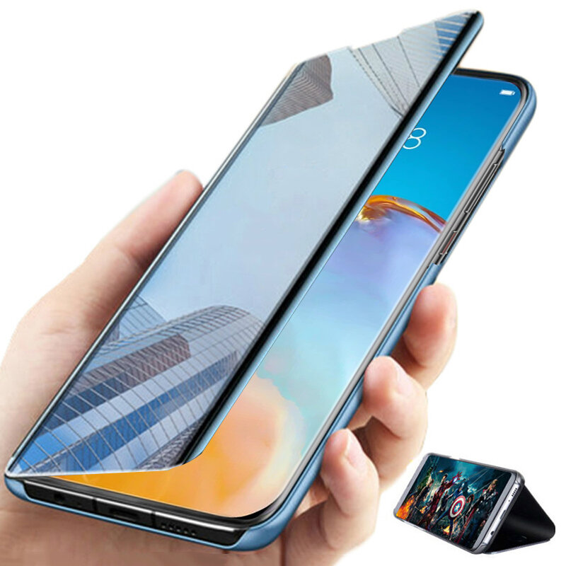 

Bakeey for POCO F3 Global Version Case Foldable Flip Plating Mirror Window View Shockproof Full Cover Protective Case