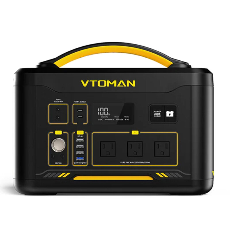 [US Direct] VTOMAN Jump1000 Portable Power Station 1000W (Surge 2000W), 1408Wh LiFePO4 Battery Generator with 1000W AC Outlets, 100W USB Port,Solar Generator for Camping & Home Backup
