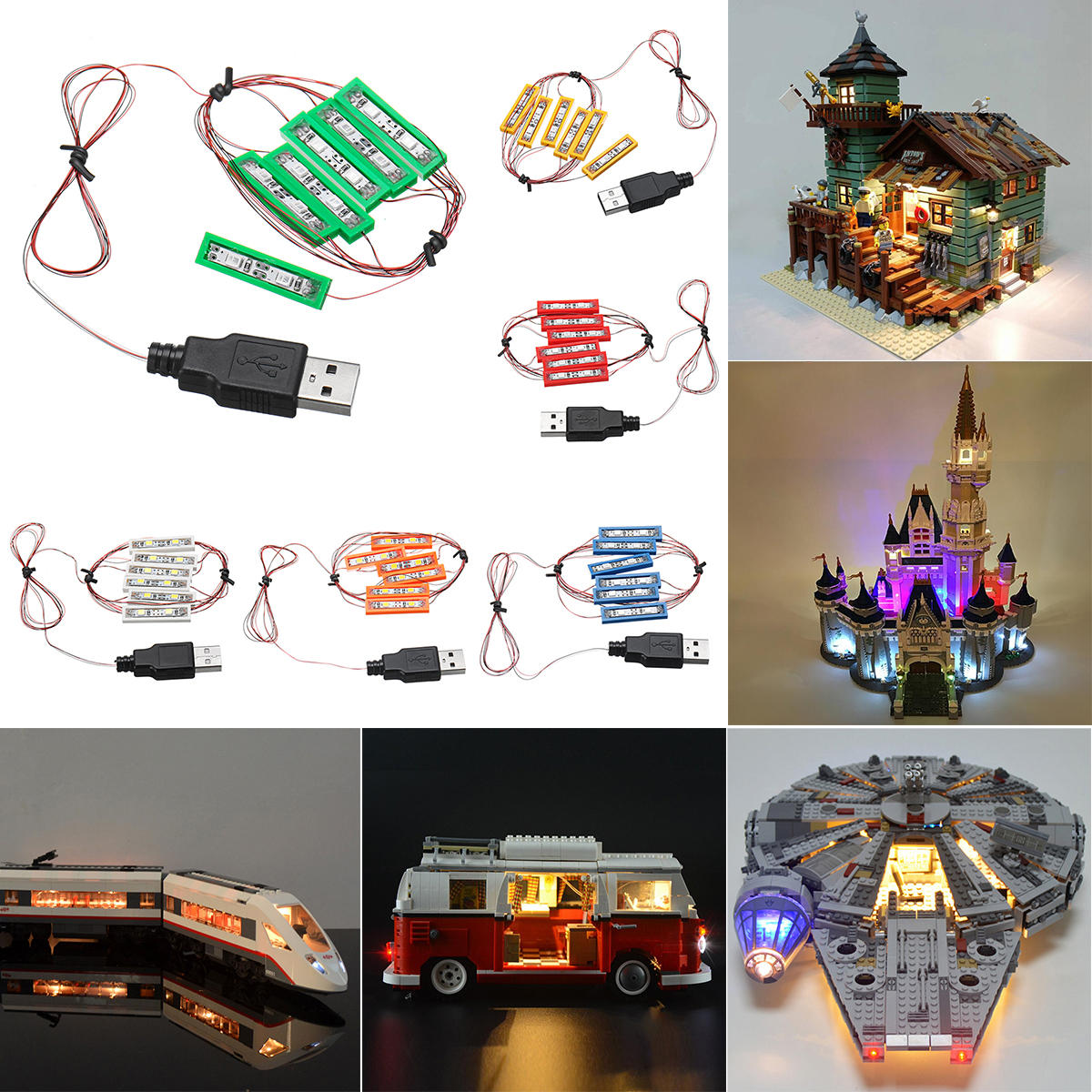 Universele DIY LED Light Brick Kit voor Lego MOC Toys USB Port Blocks Accessoires Decor