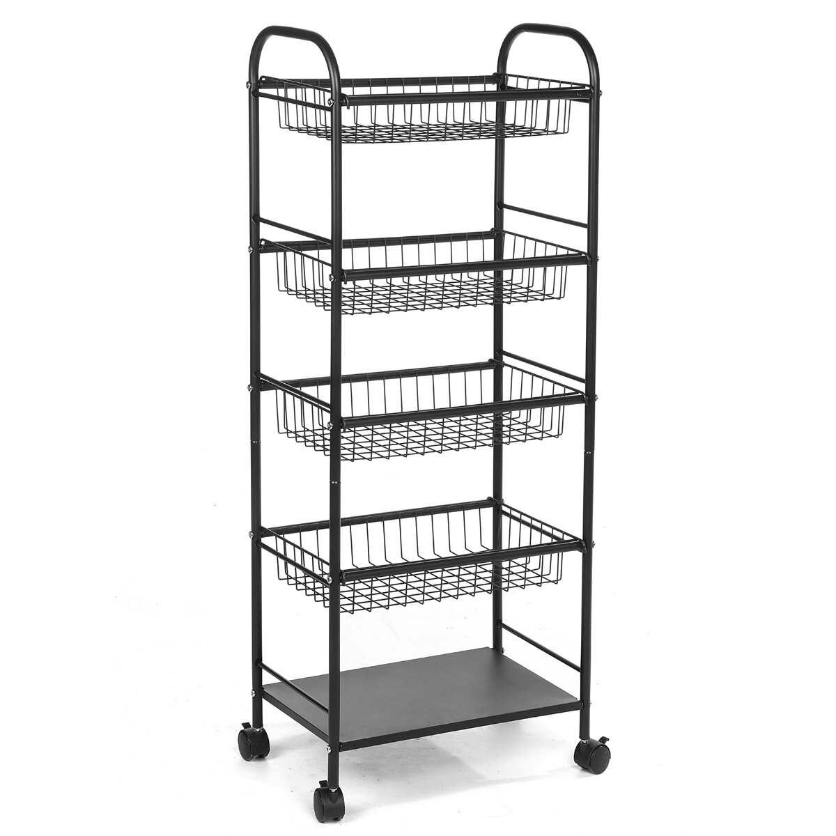 5 Tiers Moveable Storage Cart Multi-Layer Kitchen Vegetables Fruits Storage Shelf Portable Rack Hous