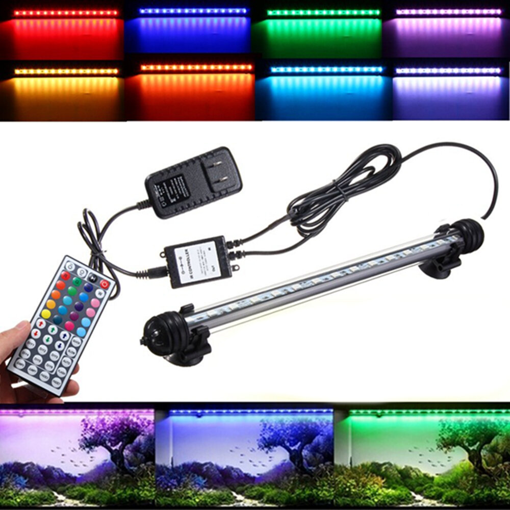 AC110-240V 18CM 5050 2.9W RGB LED Aquarium Aquarium Licht Kleur Veranderende Bar Dompellamp + 44 Toe