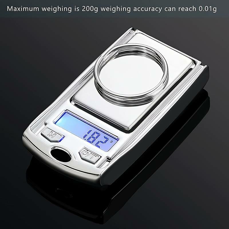 1PCS 0.01g Accuracy Mini Electronic Digital Pocket Scale 100g 200gKey Style Portable Precision Weighing LCD Backlit Di
