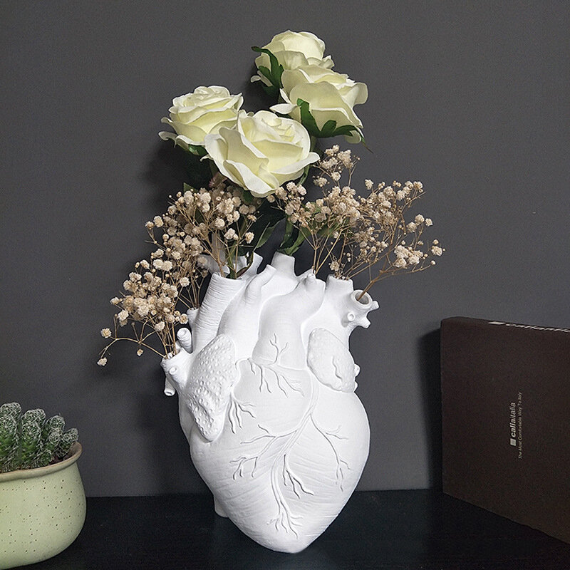 

Ваза для цветов в форме сердца в скандинавском стиле, горшок из смолы для сушеных цветов, художественные вазы, скульптур