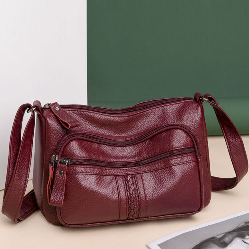 Women Large Capacity Crossbody Bag Multi-pocket Wear-resistant Retro Shoulder Bag