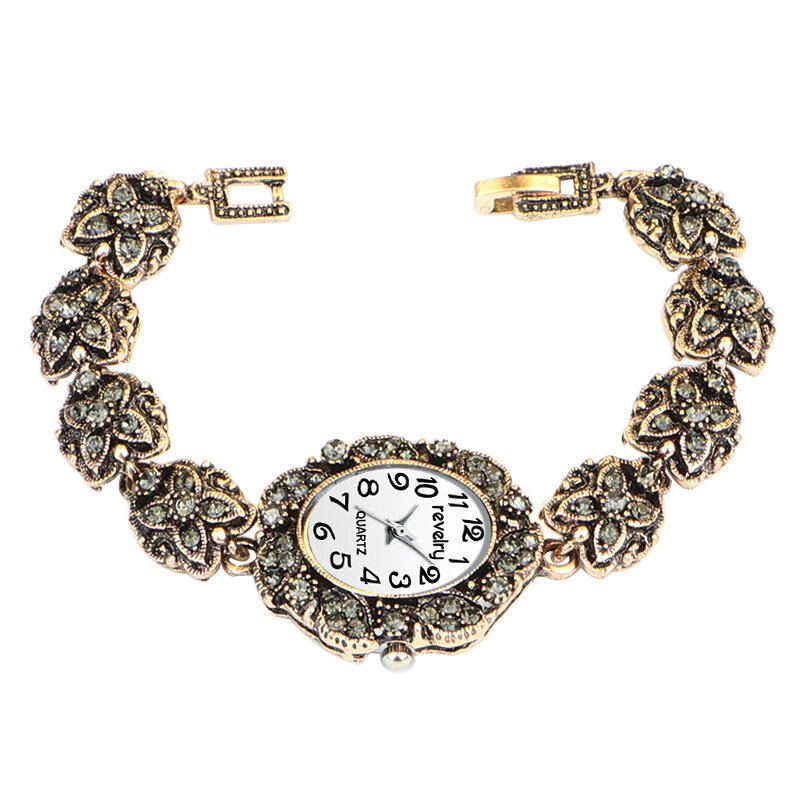 QINGXIYA R2066 Retro Style Ladies Bracelet Watch Crystal Luxury Quartz Watch
