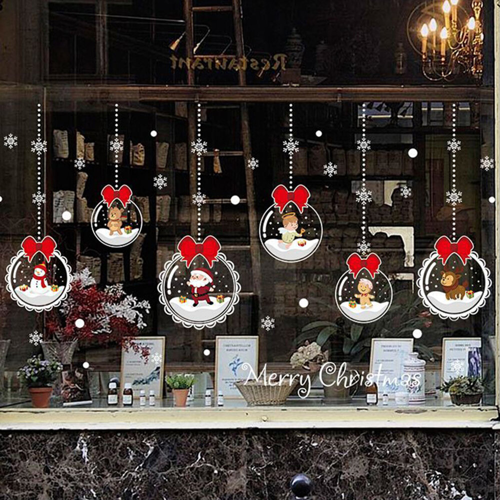 

2020 Рождественские подвесные шары, настенные наклейки, украшения, виниловые наклейки для двери, окна, съемные самоклеющ