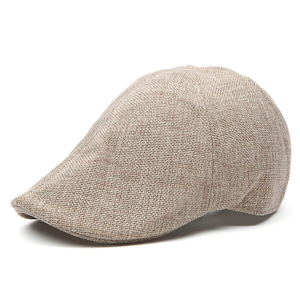 Mens Retro Cotton British Style Grid Beret Hat Casual Sunscreen Newsboy Peaked Caps