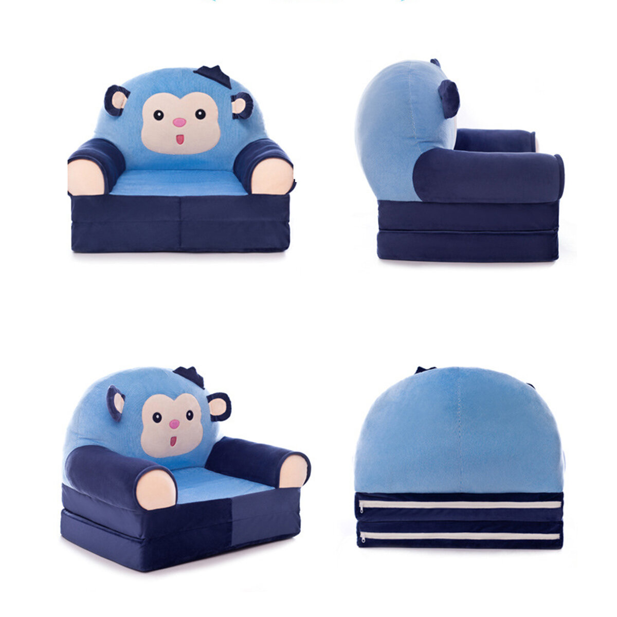 Cartoon Folding Baby Sofa Cover Soft Fleece Kids Seat Chair Protection Armchair