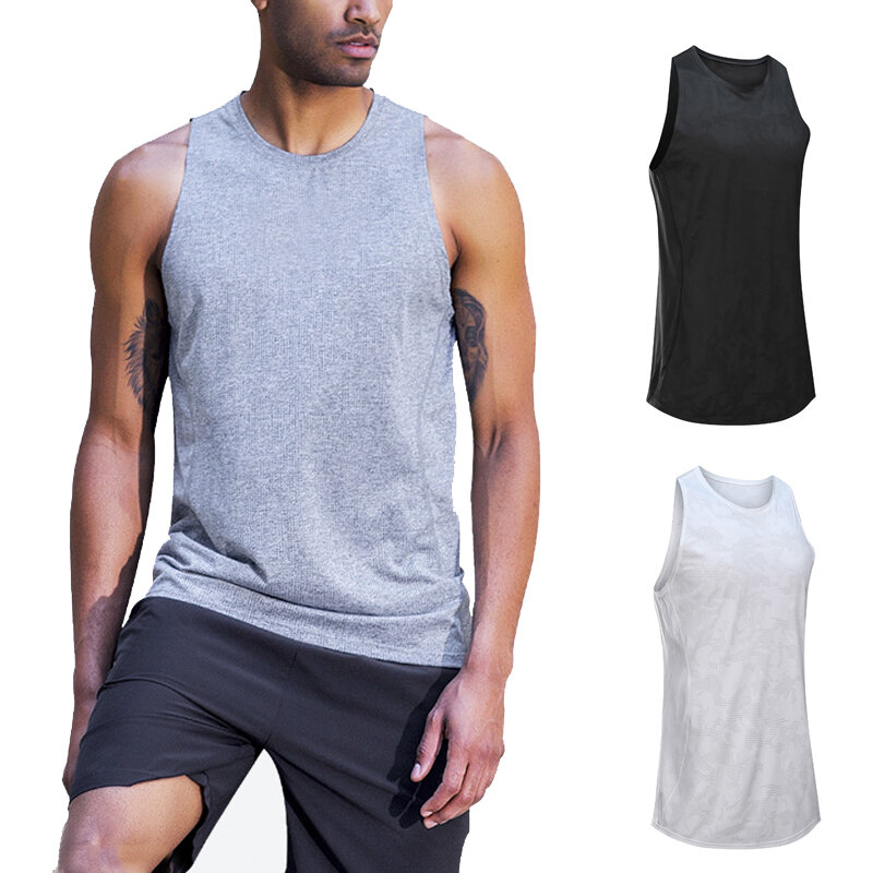 Men's Fitness Undershirt Outdoor Running Gym Quick Dry Sports Vests Summer Loose Breathable Sports Clothes