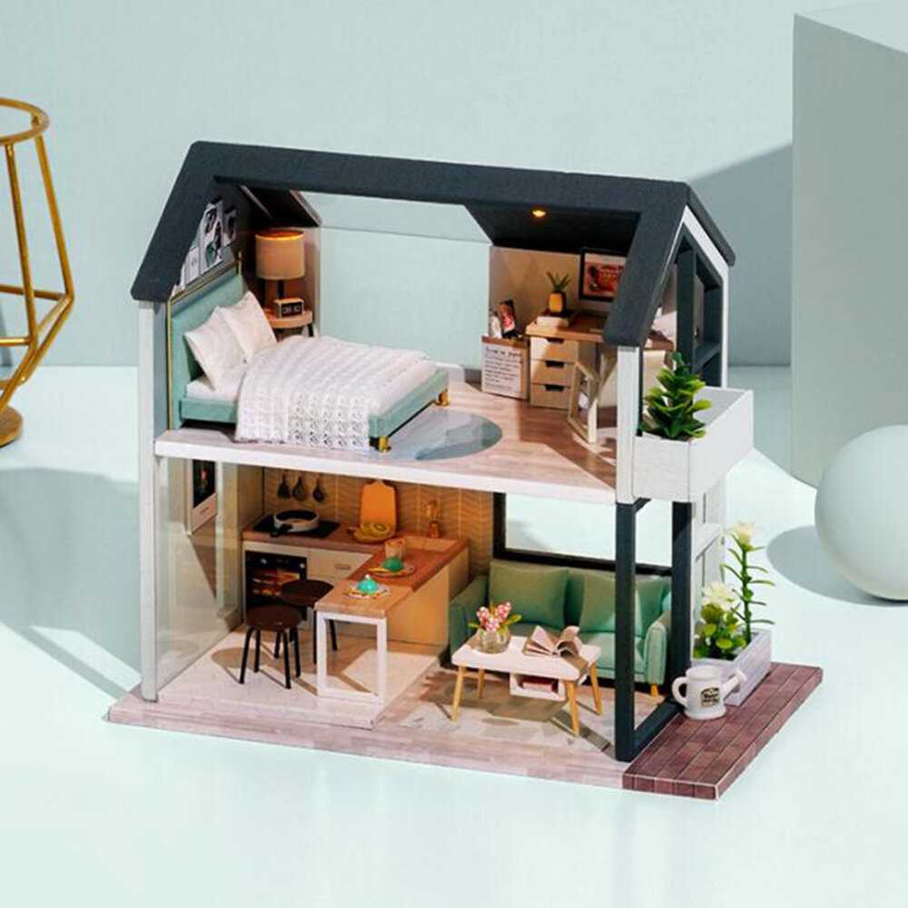 

CUTE ROOM Peaceful Time Theme of DIY Assembled Doll House With Cover for Children Toys