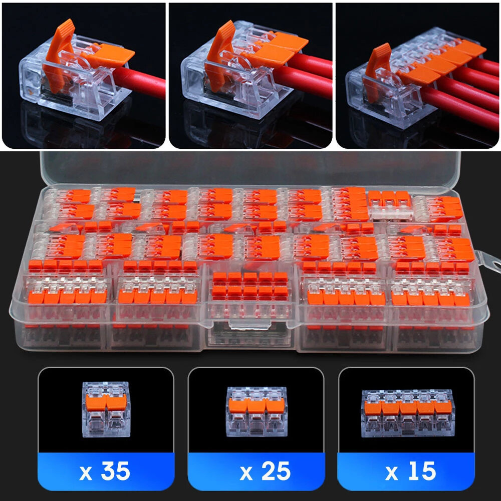 

75pcs Electrical Connectors Wire Block Clamp Terminal Cable Mini Reusable Home Wire Terminal Connector