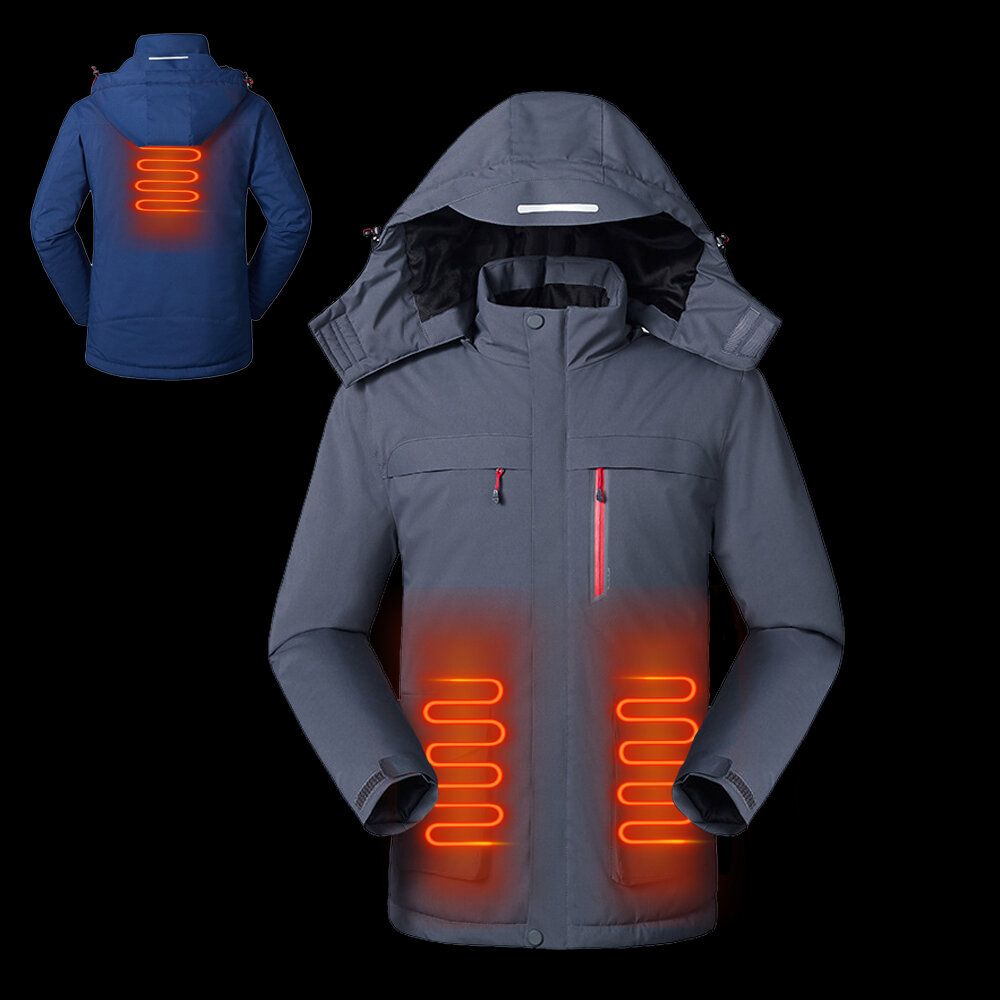 TENGOO мужская электрическая куртка на спине живота 3 зоны нагрева 3 режима USB зарядка светоотражающая тепловая одежда зимний умный пуховик