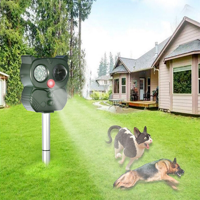 

Solar Powered Ultrasonic Animal Repellent Garden Rechargeable Mole Repellent PIR Sensor Outdoor Pest Cat Dog Bird Insect