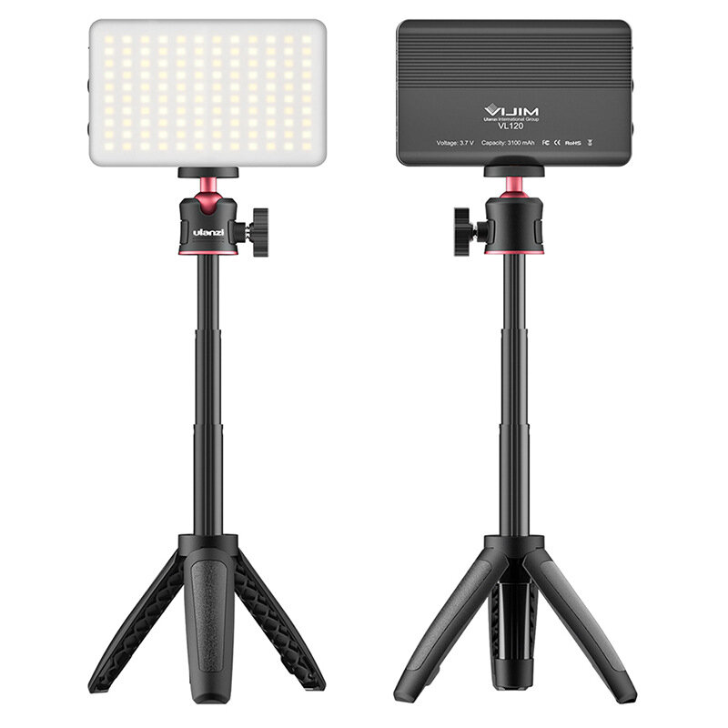 

2Pcs Ulanzi MT-08 VL120 Mini Tripod LED Light Kit Dimmable Fill Light with Color Gel Live Broadcast Youtube Kit