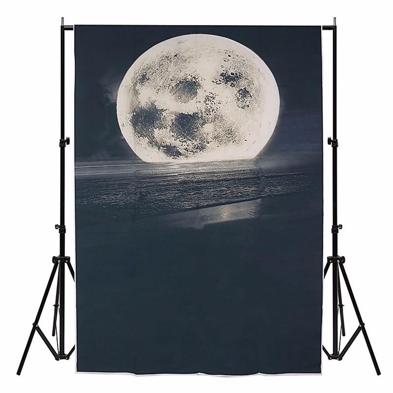 3x5FT Vinyl Moon Star Sea Beach Night Photography Background Backdrop