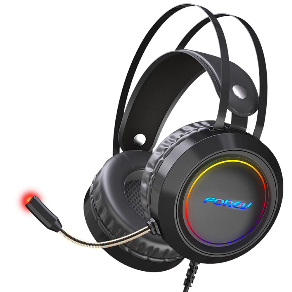 

FOREV FV-G95 Gaming Headset 7.1 Channel 50mm Driver Stocking Stereo Sound RGB Cool Light Noise Reduction Microphone for