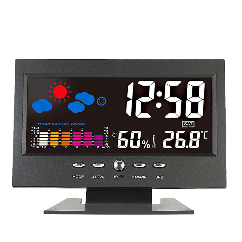 

Bakeey Digital LED Температура Влажность Монитор Прогноз погоды LED Настольный будильник Часы