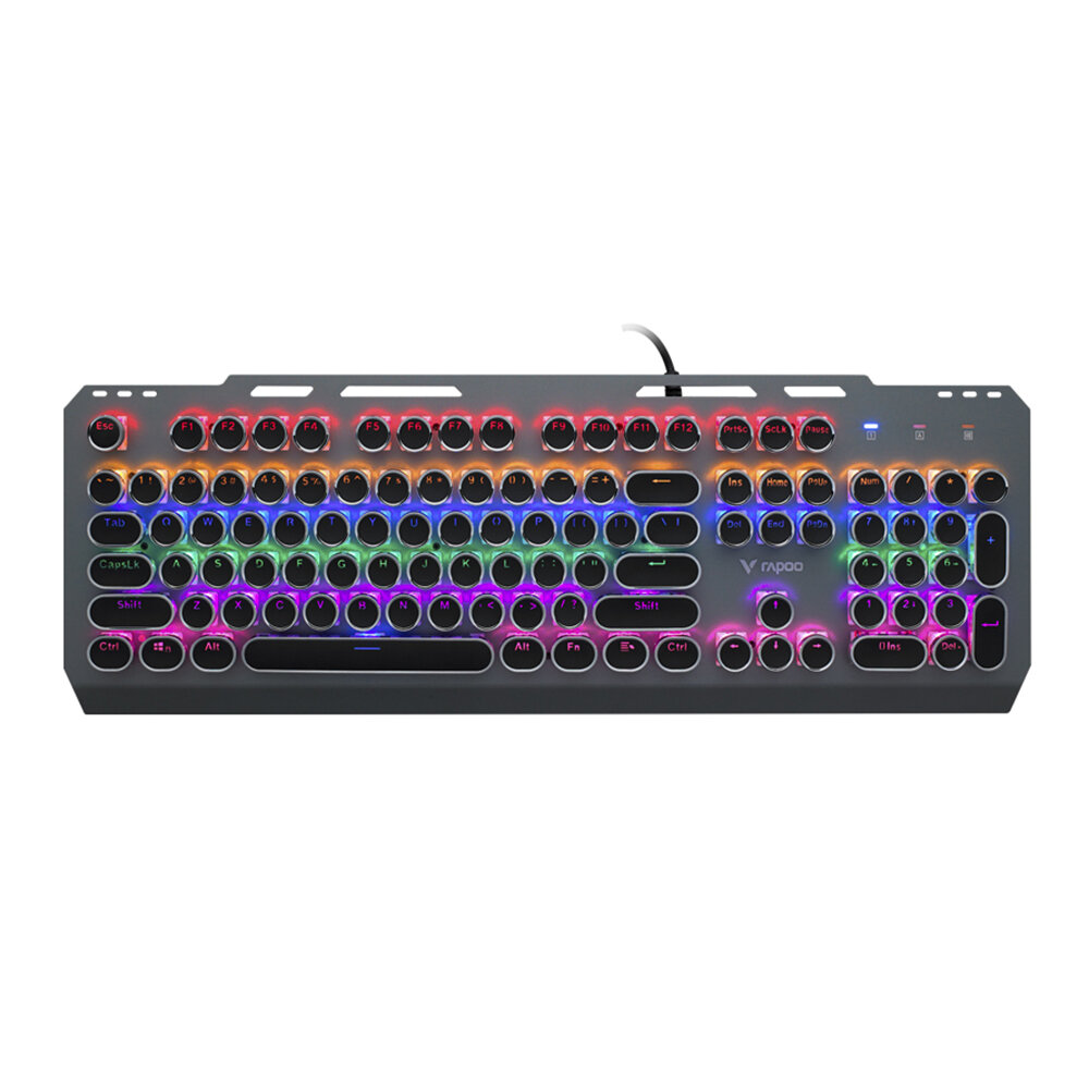 Rapoo GK500 Punk Edition Mechanical Keyboard 104-Key USB Wired Blue Switch Waterproof Colorful Rainbow Backlit Gaming Ke
