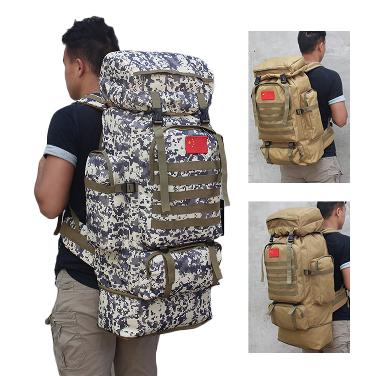 80L Expandable Waterproof Tactical Backpack Military Hiking Camping Backpack Outdoor Sports Climbing