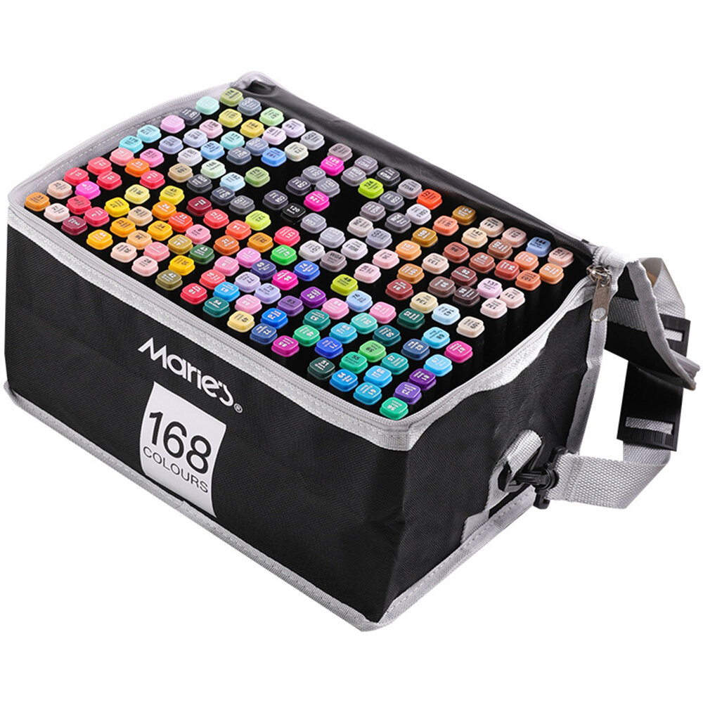 

Maries C7689D 30/60/80 Colors Marker Pen Set Oil Watercolor Double Head Marker Set With Portable Bag Sketching Drawing P