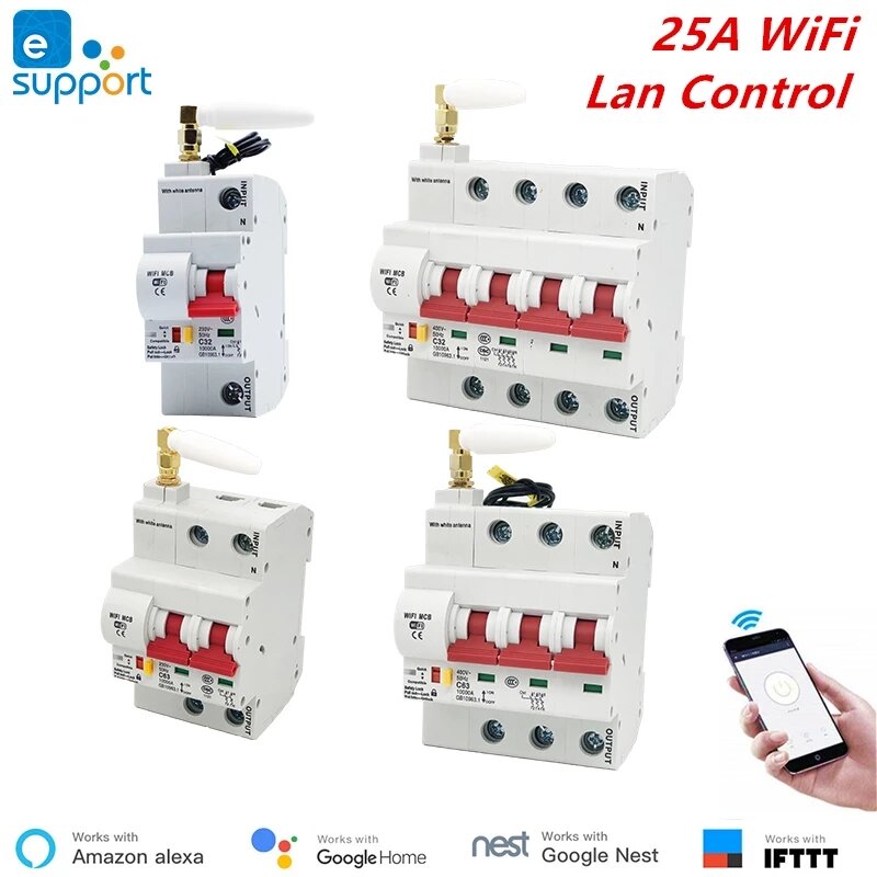 

25A eWeLink WiFi Умный автоматический выключатель Автоматический выключатель Защита от перегрузки и короткого замыкания