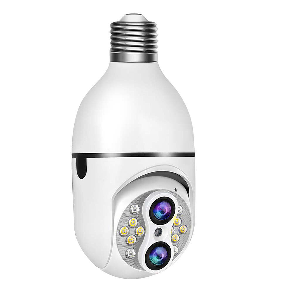 Guudgo E27 2MP+2MP WiFi Bulb Surveillance Camera Dual Lens 10X Zoom Color Night Vision Motion Detection Two-way Audio 4M