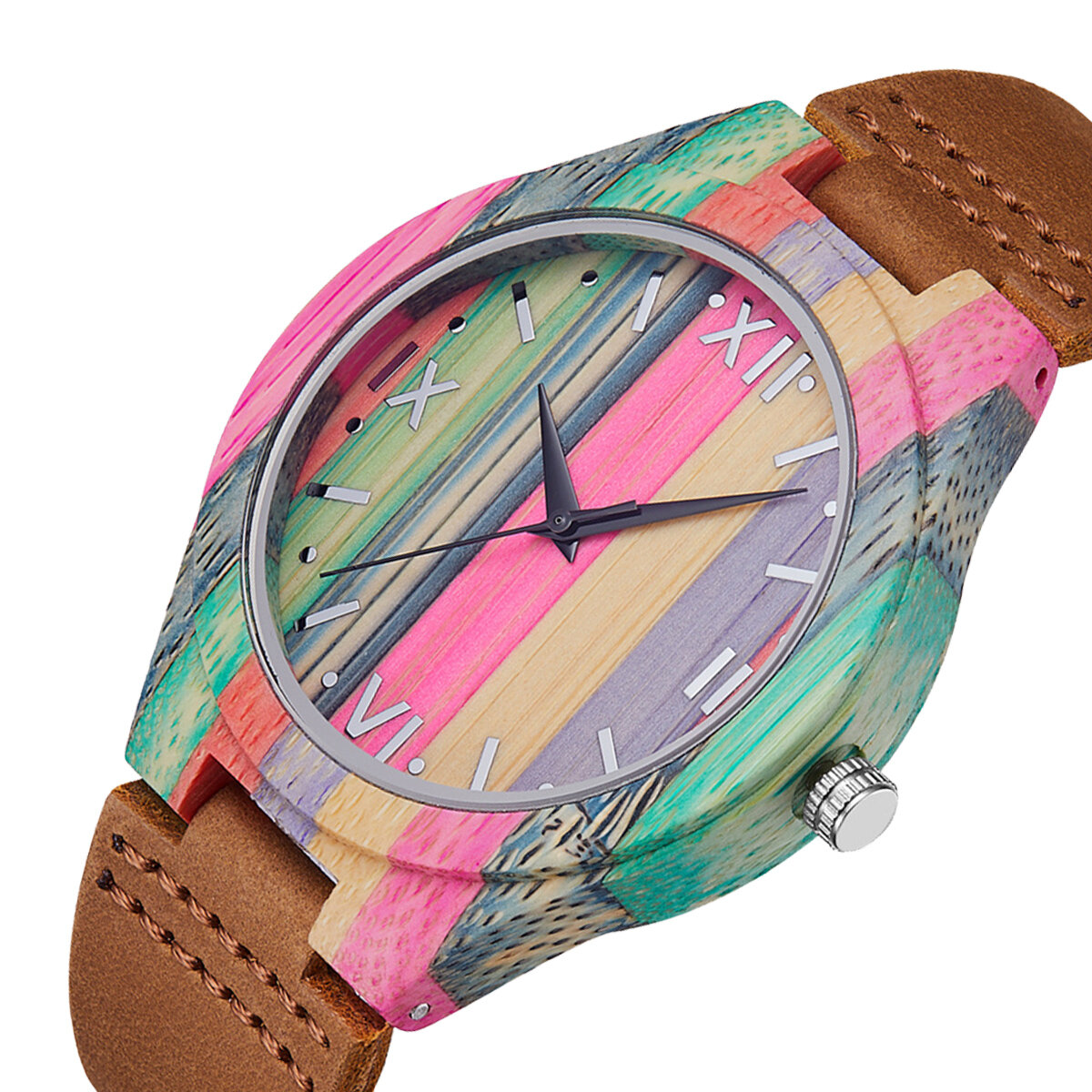Mode Colorful wijzerplaat lederen band creatieve stijl casual herenhorloge quartz horloge