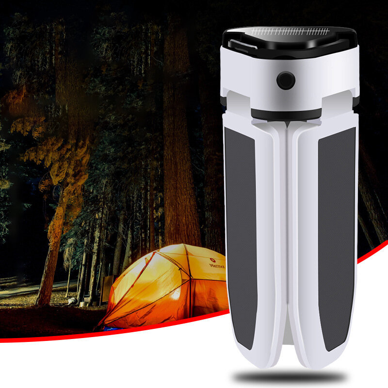 XANES® 6500K Háromlevélű Napelemes Lámpa 5 Mód USB Tölthető Vízálló Akasztó Lámpa Sátor Camping Lámpa Munkalámpa