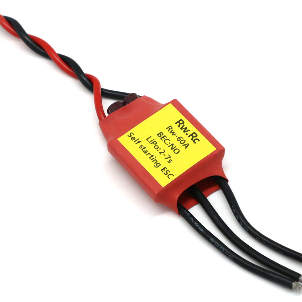 RW.RC 60A One-way Self-starting Brushless ESC Support 2S-7S for Fans Electric Skateboards Underwater
