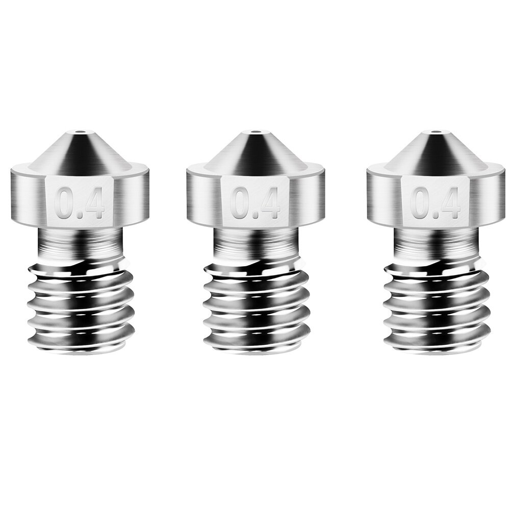SIMAX3D® 3Pcs 0.4 mm Hardened Steel Tool High Temperature Titanium Alloy E3D Nozzle for Creality Ender 3 CR-10 Makerbot