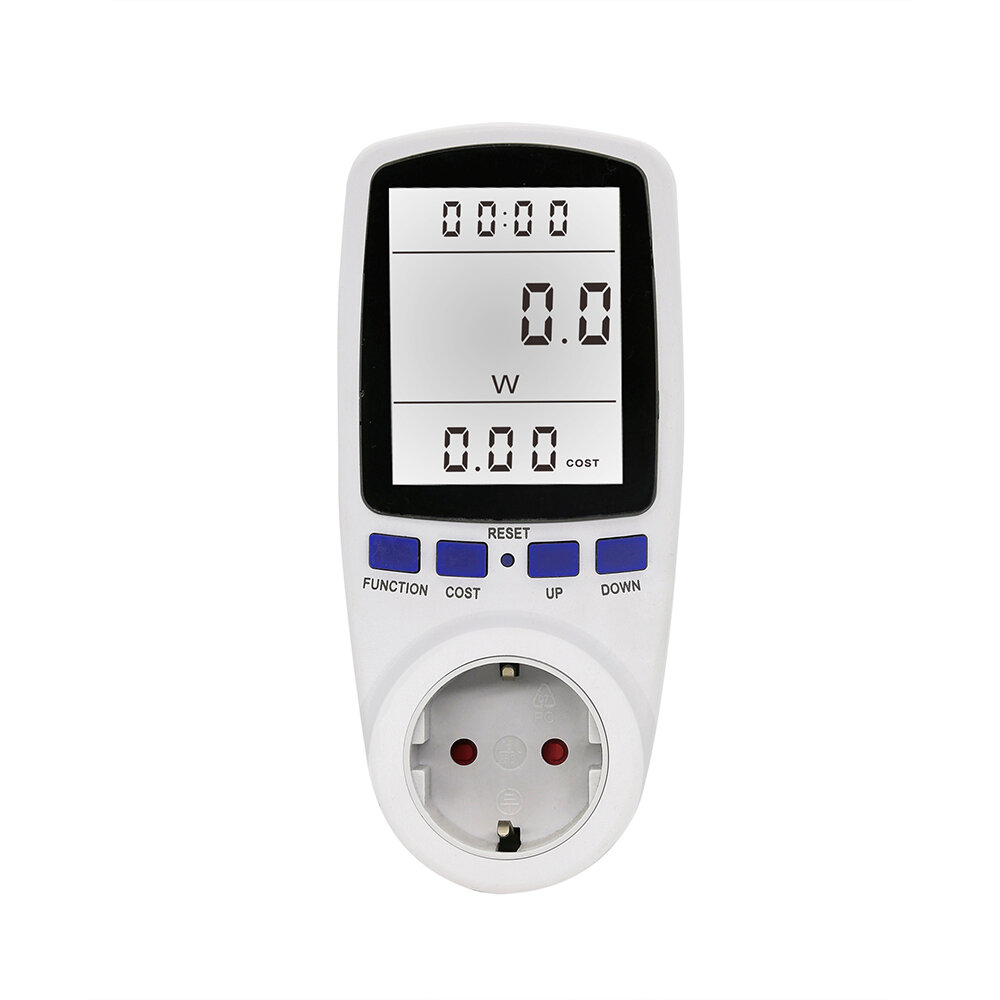 EU Plug Digital Power Meter Socket 230V 16A Energy Consumption Electricity Metering Monitor