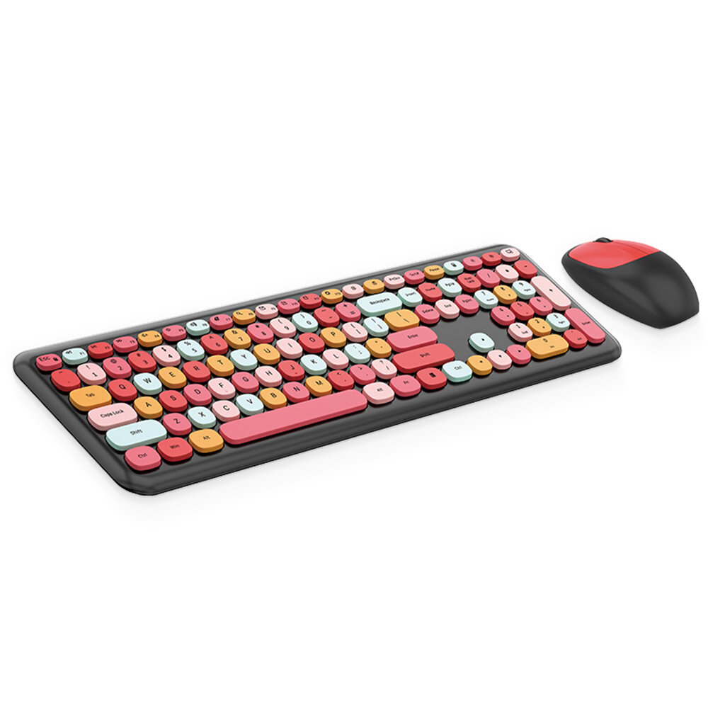 MOFii 666 Wireless Keyboard Mouse Set Wireless Keyboard Mouse Combo 110 Keys Multi-Color Cute Keyboa