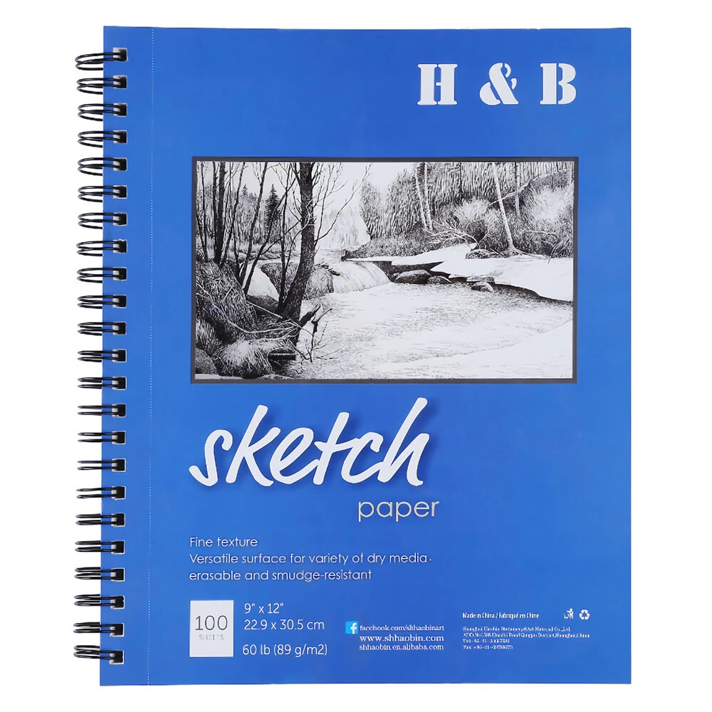 H B Sketch Book 9 X12 100 Sheets Wire Bound Blank Page Artist Sketch Paper Durable Acid Free Drawing and Sketching Paper Book