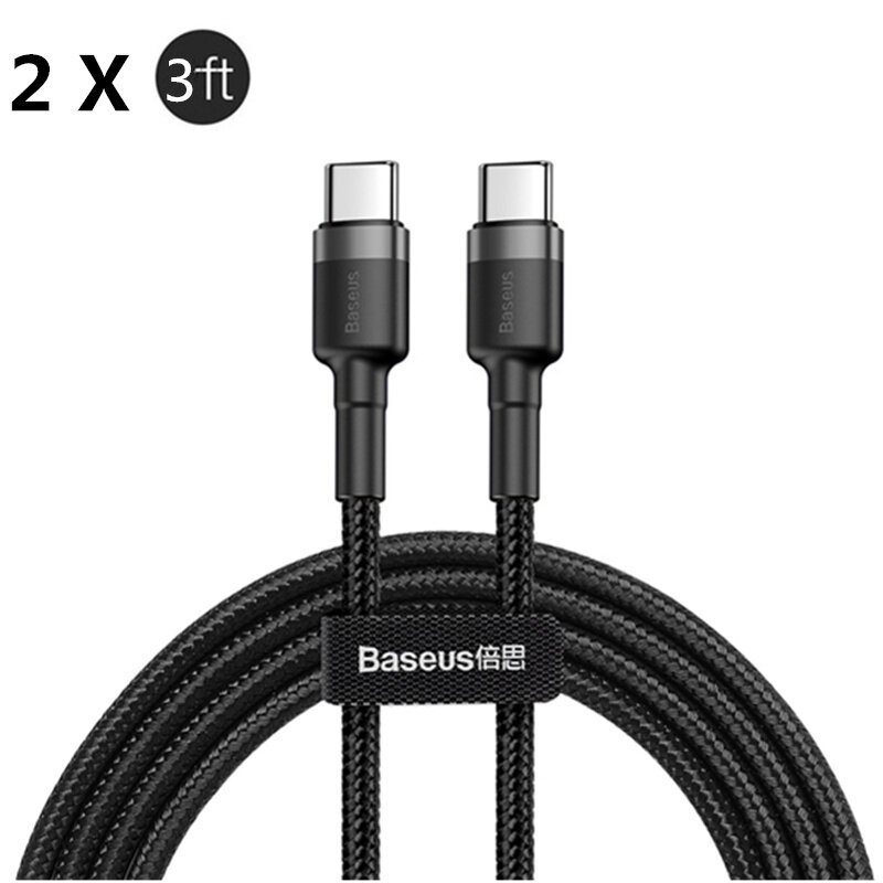 

[2 Pack] Baseus 60W 3A QC3.0 PD2.0/Type C to Type C Fast Charging Data Cable 1M Grey for Samsung Galaxy Note S20 ultra H