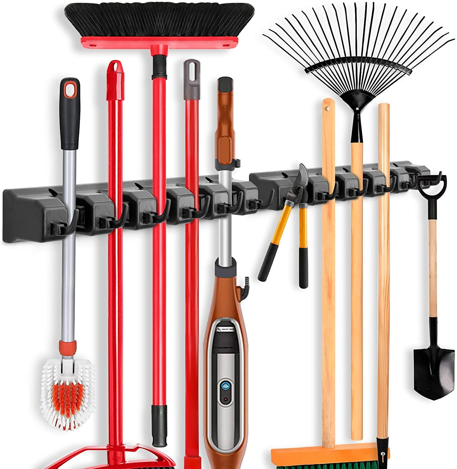 Wall Mounted Multi-Functional Broom Holder Tool Bathroom Kitchen Storage Mop Organizer Holder