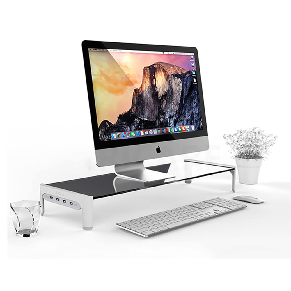 Monitorstandaard Riser Laptopstandaard Computer Desktopopslag met 3 poorten USB 2.0 en 1 snellaadpoo