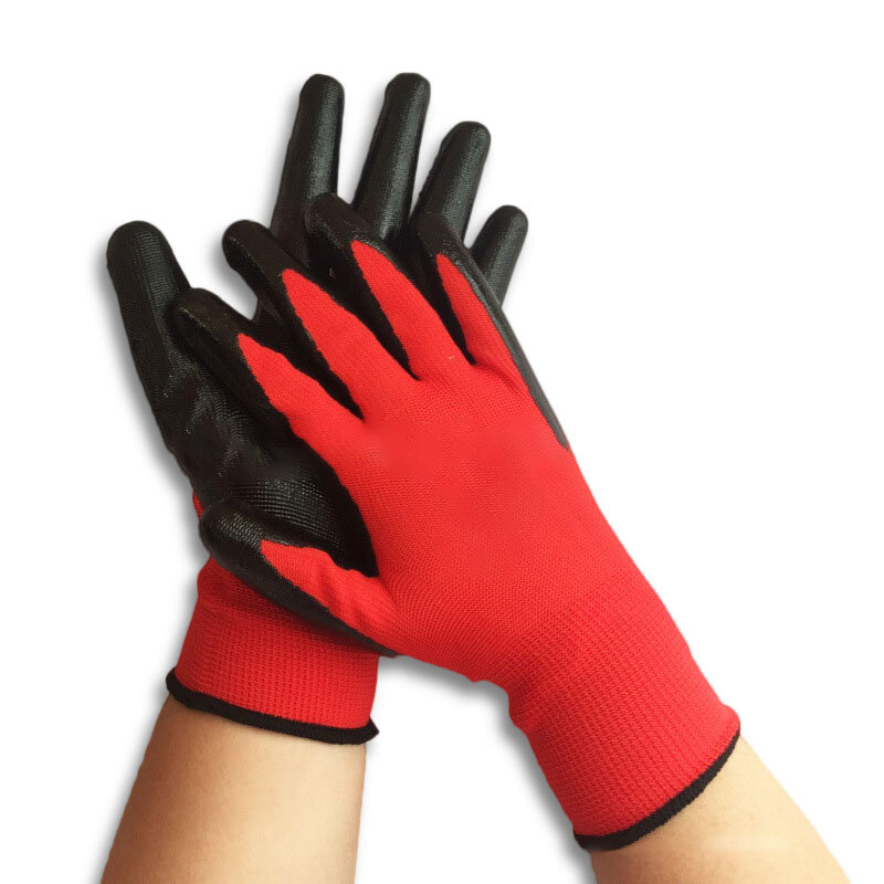 Garden Labour Protection Nylon Glove 1 Pair Nitrile Coated Working GlovesAnti Skid Wear Resistant