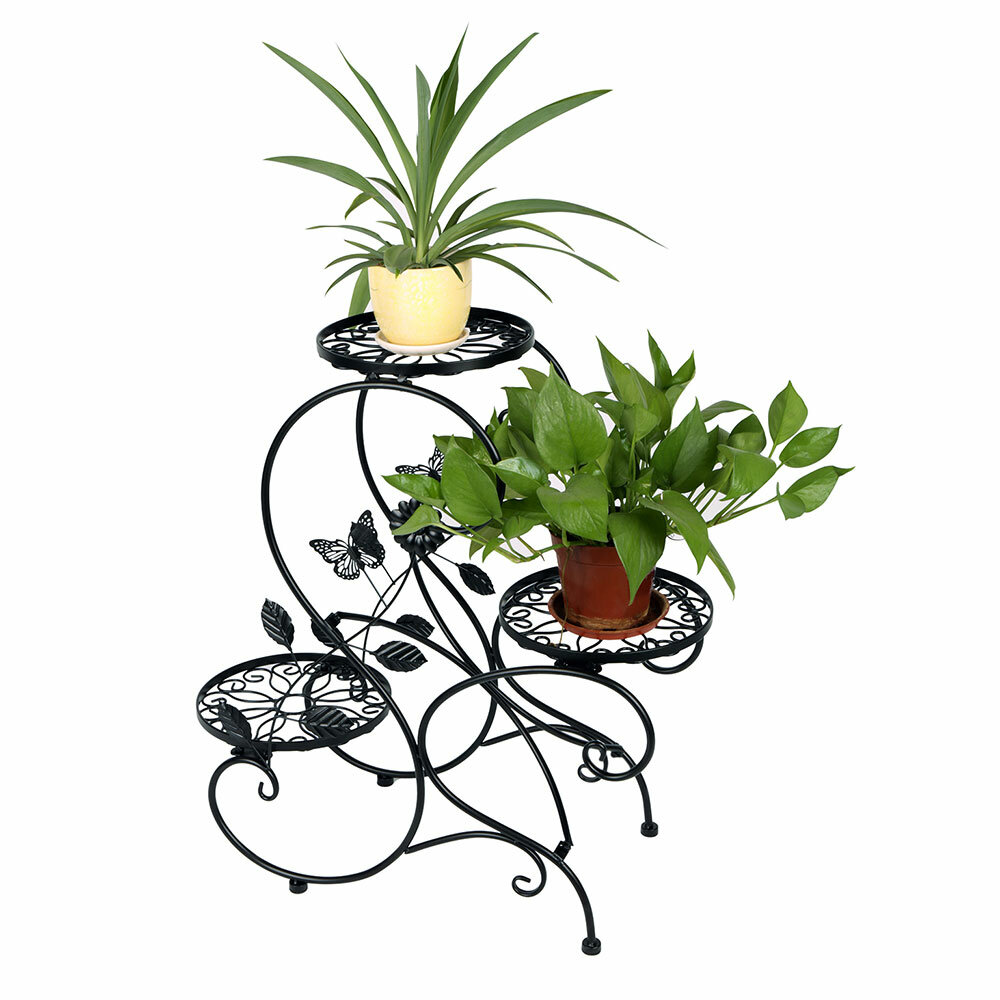 

3-Tier Metal Flower Stand Shelf Holder Decorative Plant Stand Rack Pot Tray Design Garden Home Indoor/Outdoor