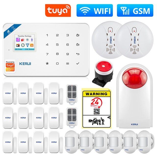 KERUI Tuya Smart WIFI GSM Security Alarm System Burglar Motion Smoke Door Window Sensor Works with A