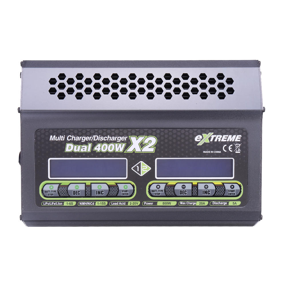 SKYRC Extreme 400WX2 20A Dual DC-batterijopladerontlader voor 1-6S Lipo-batterij