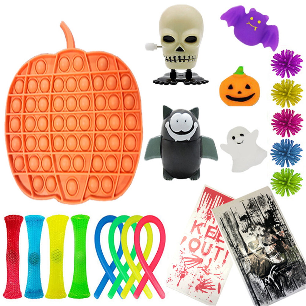 

21pcs Pumpkin Decompression Artifact Toy Halloween Fidget Autism Puzzle Anti-Stress Relaxing Gift Sensory Bubble for Adu