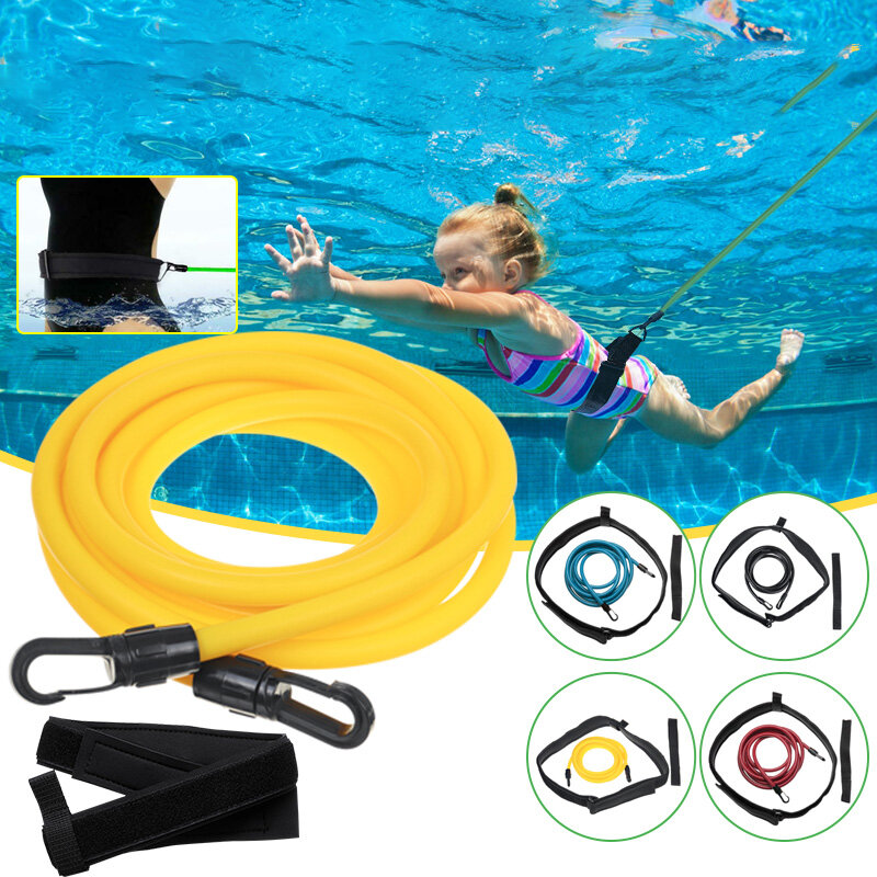 5/6x10x2/3/4m Green Swimming Resistance Bands Swim Training Belts Harness Static Swimming Exercise