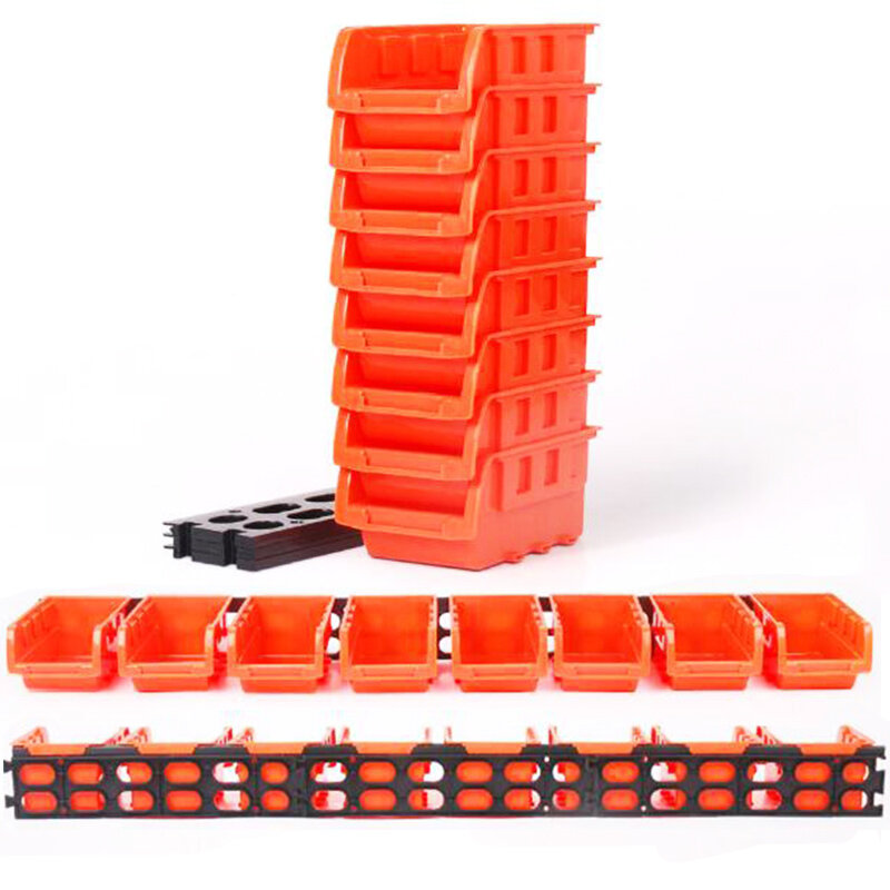 8Pcs ABS Toolbox Awall-mounted Storage Box Foldable Tray Hardware Screw Tool Organize Box Stackable for Small Racks Side