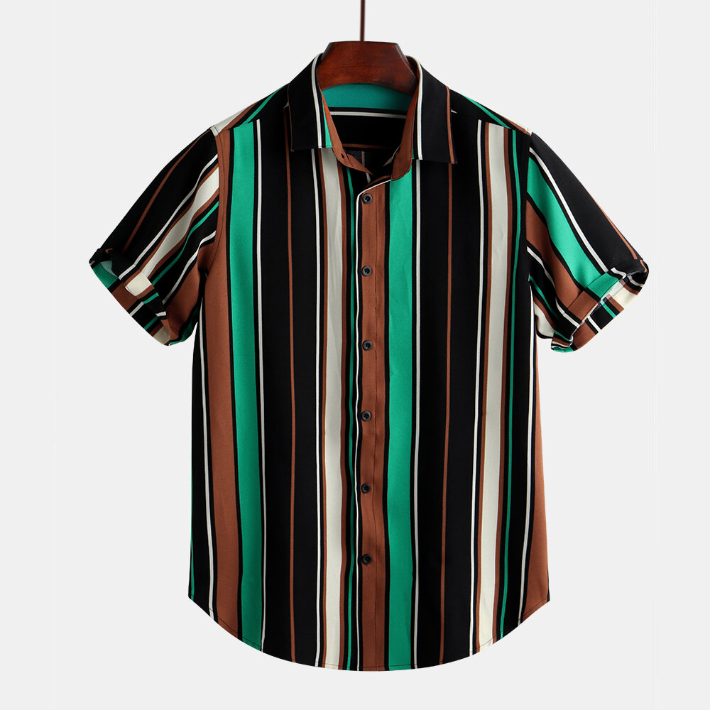 mens colorful symmetry stripe shirts at Banggood