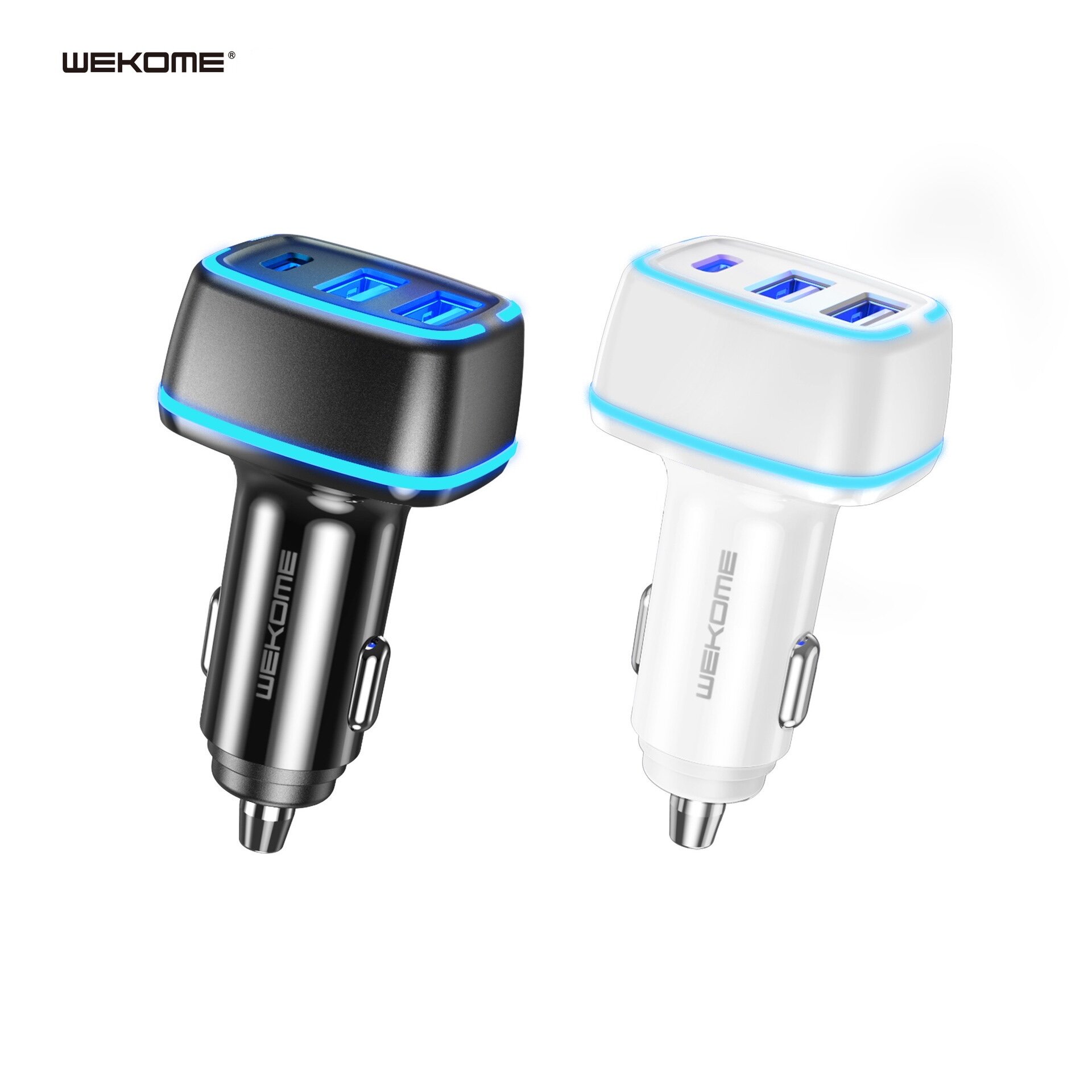 WEKOME WP-C34 QC3.0 18W+PD20W Three Ports Fast Charging Car Charger Adapter for iPhone Xiaomi HUAWEI