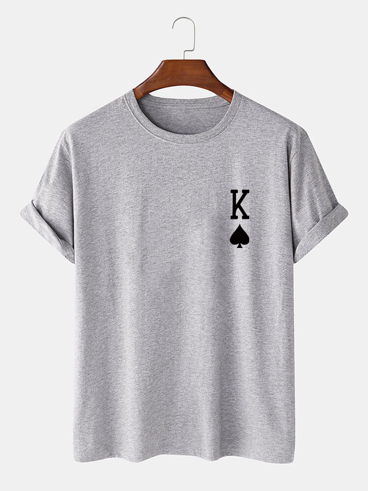 Mens King Of Spades Poker Print 100% Cotton Short Sleeve T-Shirt