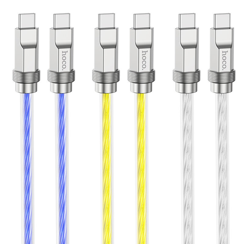 

HOCO U113 100W Type-C to Type-C Cable Crystal Fast Charging Data Cable Zinc Alloy Silicone Data Transmission Thickened C